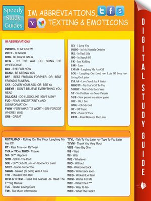 cover image of Instant Messaging Abbreviations, Texting and Emoticons